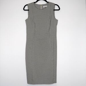 Calvin Klein Womens Dress Size 8 Black White Diamond Print Office Career Minimal